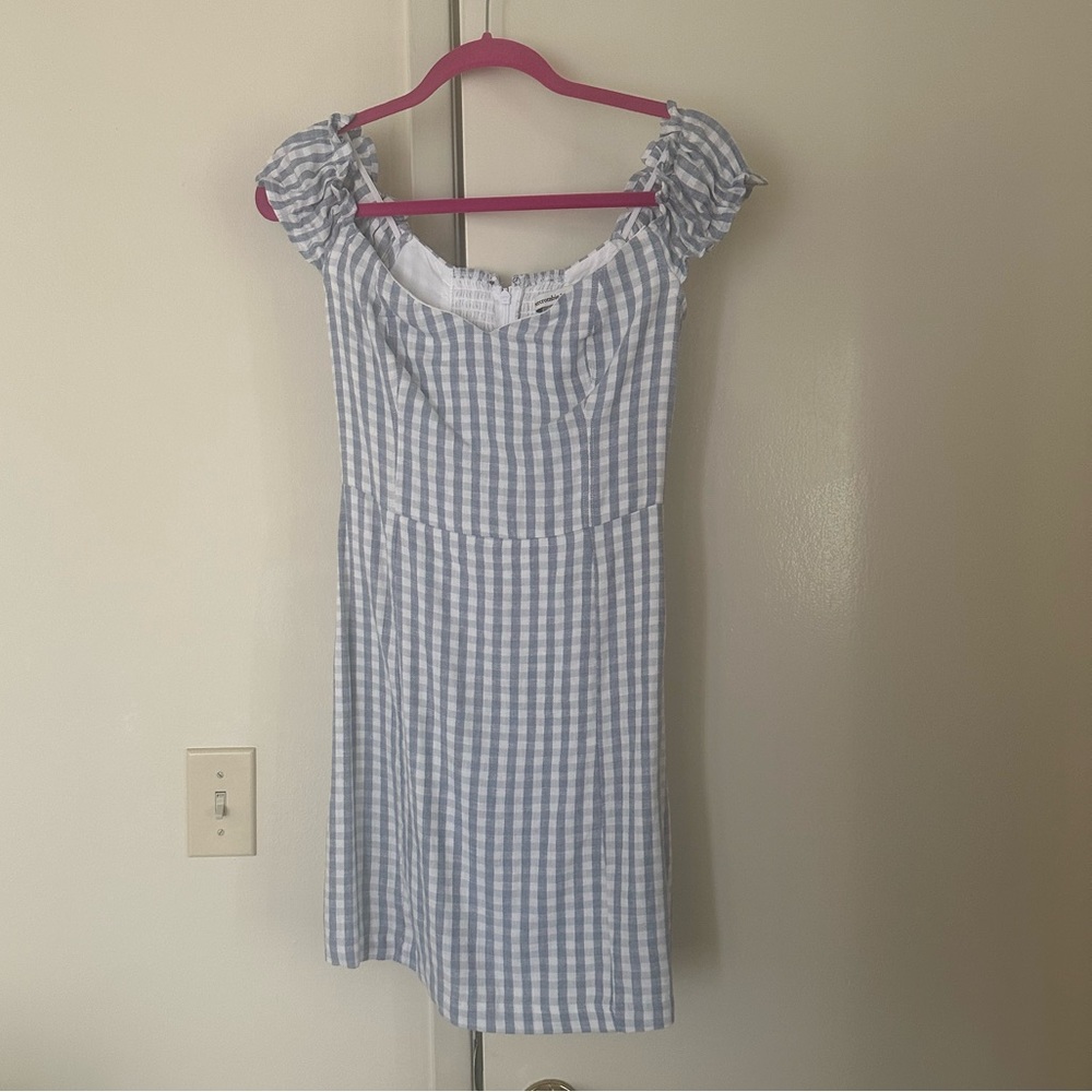 Abercrombie off the shoulder gingham mini dress